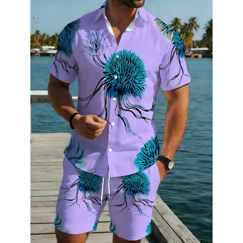 Beach Shirt Hawaiian - Męski zestaw: koszula hawajska i szorty,