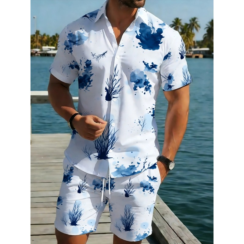 Beach Shirt Hawaiian - Męski letni zestaw: koszula hawajska i