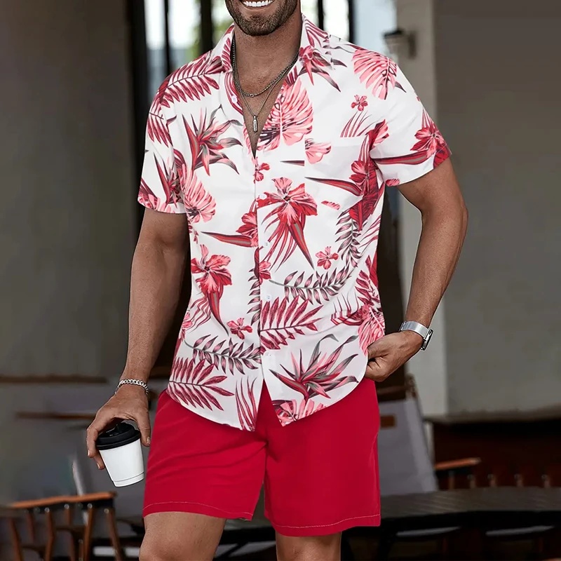 Beach Shirt Hawaiian - Męska hawajska koszula z krótkim rękawem