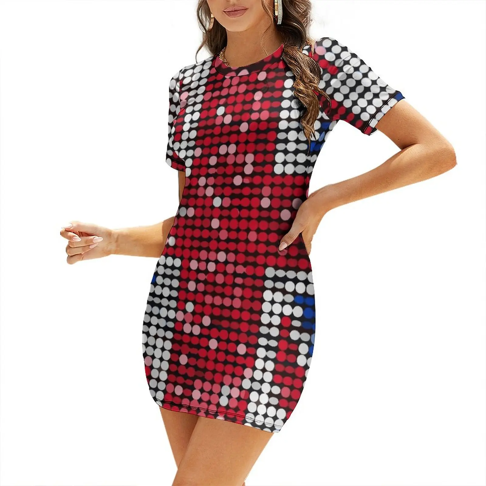 Summer Clothing Women Uk - Sukienka z cekinami z motywem flagi