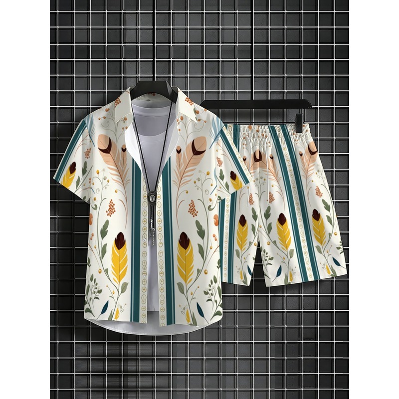 Męski dwuczęściowy letni zesta – Beach Shirt Hawaiian recenzja i cena