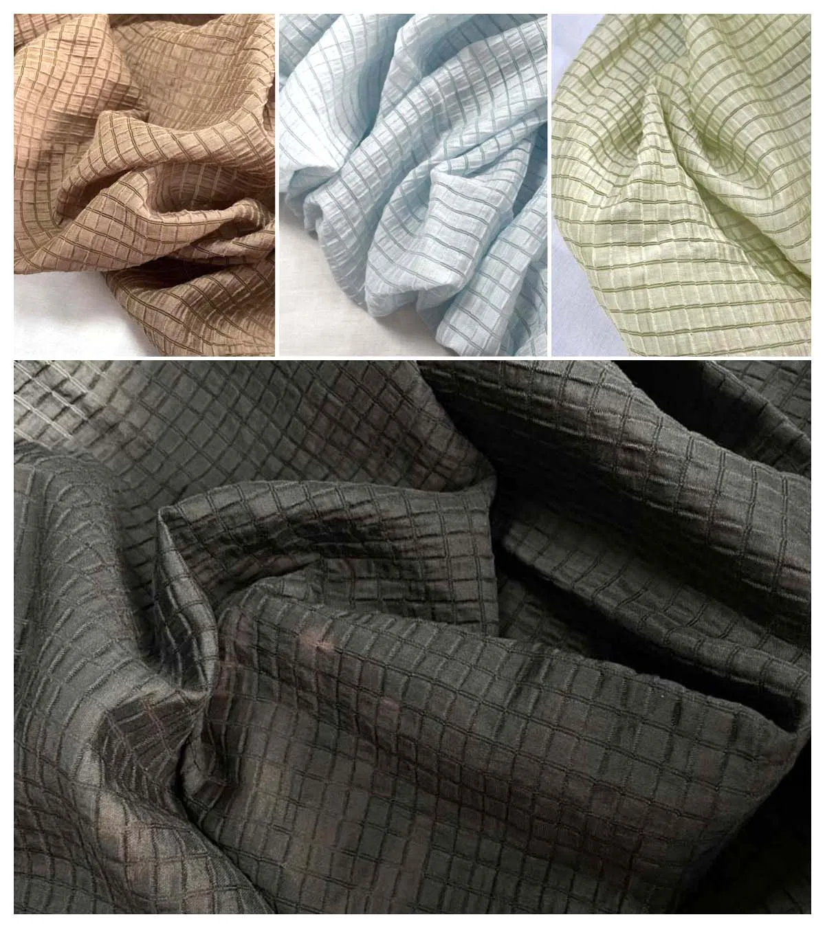Kremowo-żółta tkanina w kratę, – Summer Clothing Material recenzja i cena