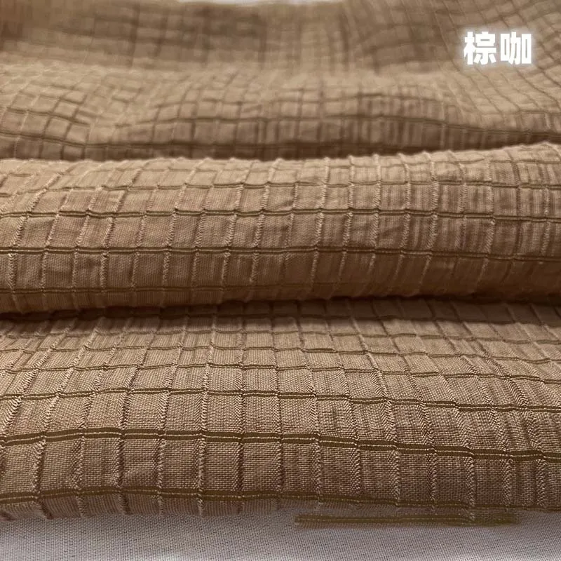 Kremowo-żółta tkanina w kratę, – Summer Clothing Material recenzja i cena