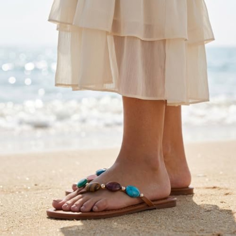 Damskie zdobione sandały, sand – Flip Flop Jeweled recenzja i cena