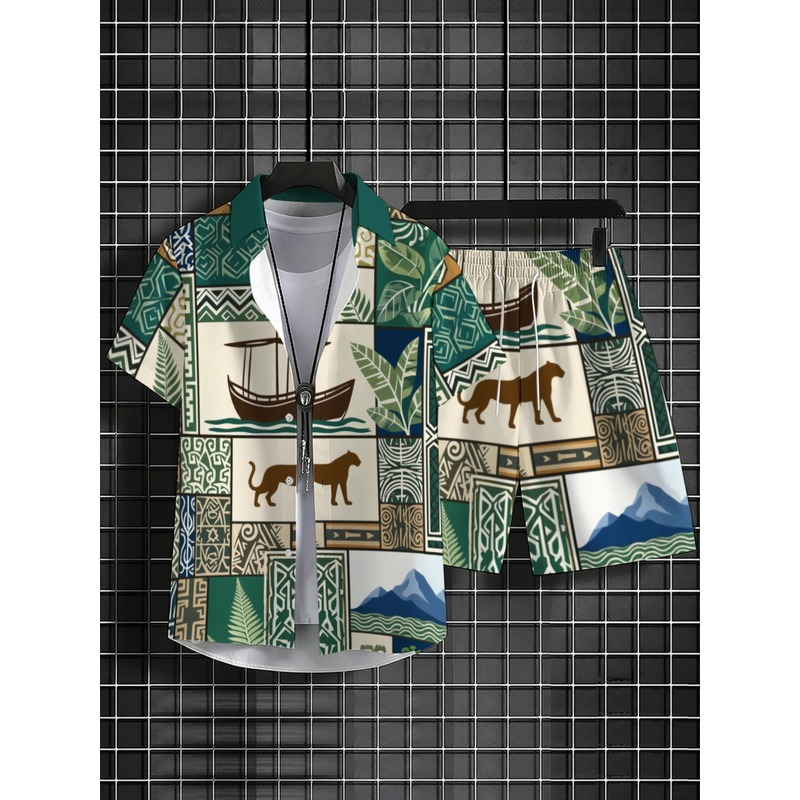 Męski, dwuczęściowy zestaw na  – Beach Shirt Hawaiian recenzja i cena